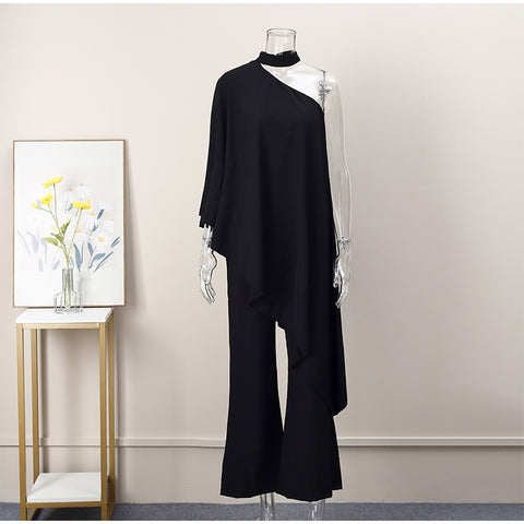 Summer Sexy Off Shoulder O Neck Blouse Top And Wide Leg Pant Two Piece Set CODE: KAR2113