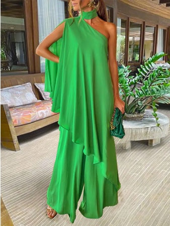 Summer Sexy Off Shoulder O Neck Blouse Top And Wide Leg Pant Two Piece Set CODE: KAR2113
