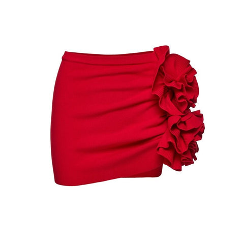 Summer Three-dimensional Floral Decorate Sexy Mini Fashion Strap Camisole Short Skirt Set CODE: KAR2114