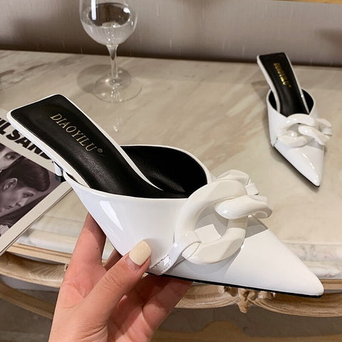 Summer Candy Color Metal Chain Design Pointed Tow Heel CODE: KAR2115