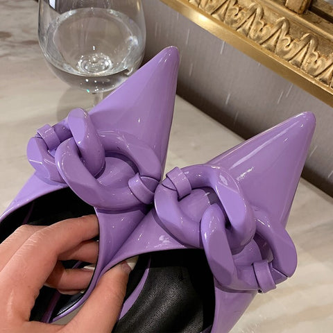 Summer Candy Color Metal Chain Design Pointed Tow Heel CODE: KAR2115