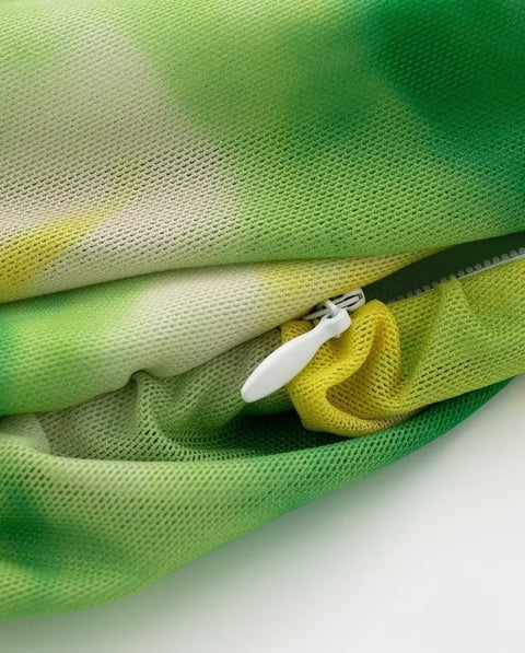 Sexy Strapless Color Matching Tie Dye Printing Side Zipper Slim Midi Dress CODE: KAR2117