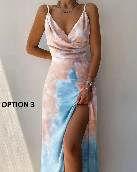 Summer Tropical Print Halter Sleeveless Sexy camisole Large swing Maxi Dress CODE: KAR2121