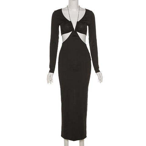Autumn New Long Sleeve Sexy V-Neck Temperament Dress CODE: KAR2127