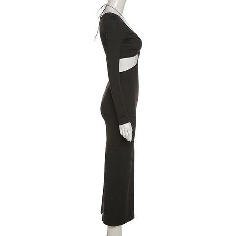 Autumn New Long Sleeve Sexy V-Neck Temperament Dress CODE: KAR2127