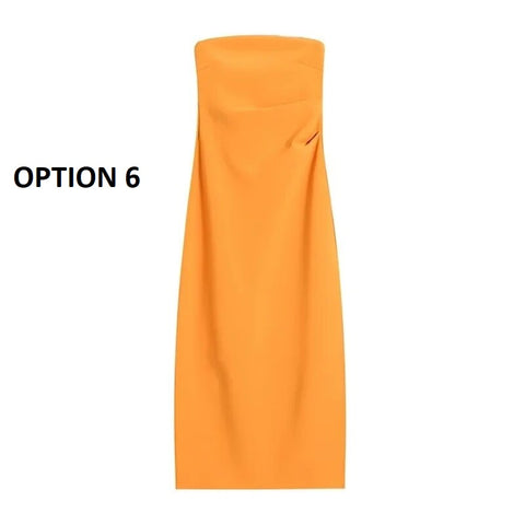 Sexy Ruched Waist Strapless Side Slit Off Shoulder Midi Long Dress CODE: KAR2128
