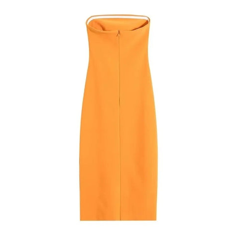 Sexy Ruched Waist Strapless Side Slit Off Shoulder Midi Long Dress CODE: KAR2128