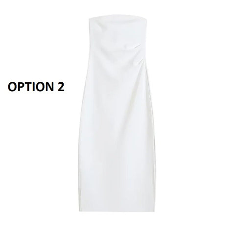 Sexy Ruched Waist Strapless Side Slit Off Shoulder Midi Long Dress CODE: KAR2128