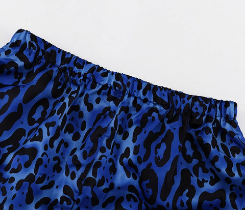 New Leopard Print Long Sleeve Turn-Down Collar Wide Leg Pant Pajamas Set CODE: KAR2133