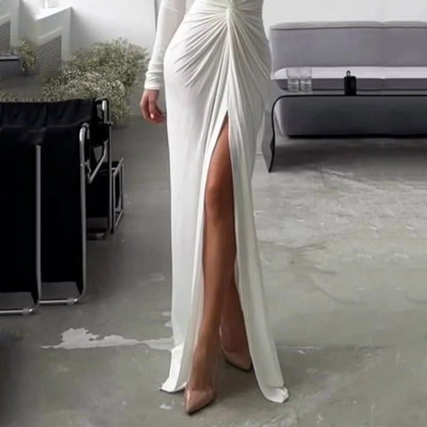 Luxury Designer Summer Hem Split Deep V Neck Bodycon Prom Dresses CODE: KAR2135