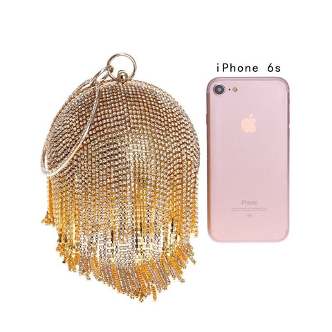 New Tassel Rhinestones Design With Chain Ball Bags CODE: KAR2139