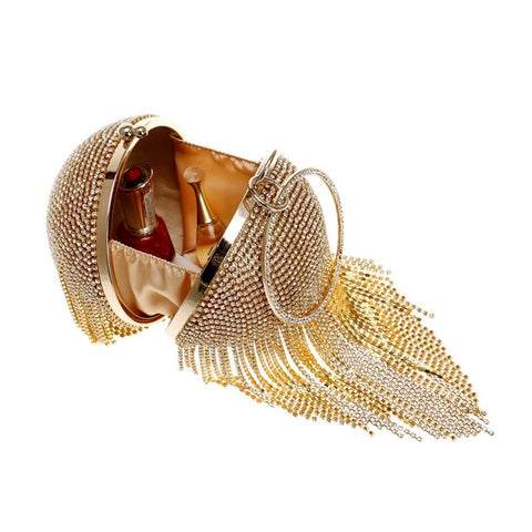 New Tassel Rhinestones Design With Chain Ball Bags CODE: KAR2139