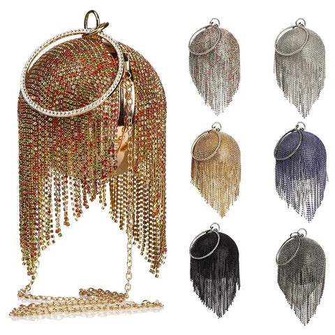 New Tassel Rhinestones Design With Chain Ball Bags CODE: KAR2139