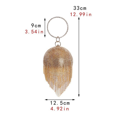 New Tassel Rhinestones Design With Chain Ball Bags CODE: KAR2139