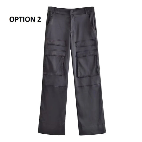 New Fashion Satin Cargo Pants CODE: KAR2143
