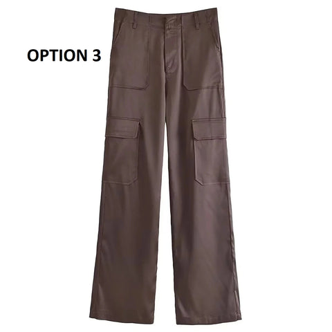 New Fashion Satin Cargo Pants CODE: KAR2143