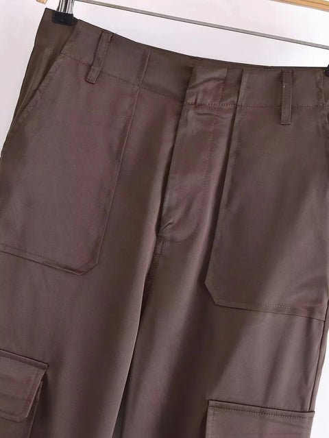 New Fashion Satin Cargo Pants CODE: KAR2143