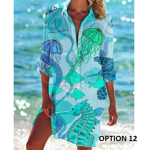 Summer Fashion Long Sleeve Turn Down Button Up Boho Tops CODE: KAR2146