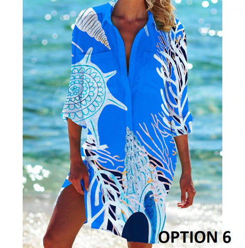 Summer Fashion Long Sleeve Turn Down Button Up Boho Tops CODE: KAR2146
