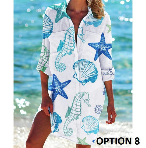 Summer Fashion Long Sleeve Turn Down Button Up Boho Tops CODE: KAR2146