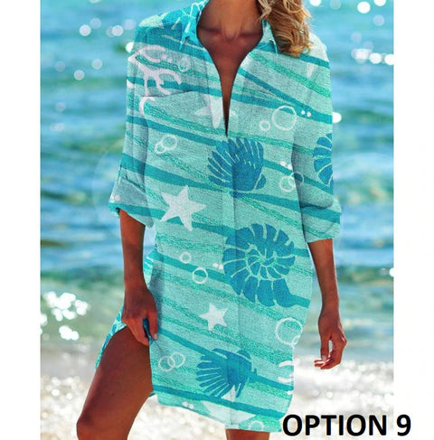 Summer Fashion Long Sleeve Turn Down Button Up Boho Tops CODE: KAR2146