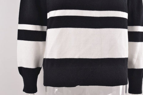 Winter Elegant Striped Long Sleeve Zipper Oversize Pullover CODE: KAR2152