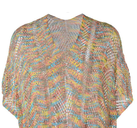 Summer Fashion Print Bikini Cover-Ups See-Through Hollow-Out Short Sleeve Swimwear CODE: KAR2153