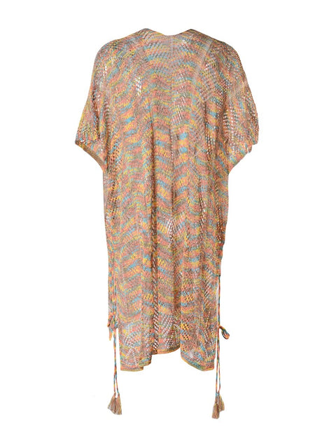 Summer Fashion Print Bikini Cover-Ups See-Through Hollow-Out Short Sleeve Swimwear CODE: KAR2153