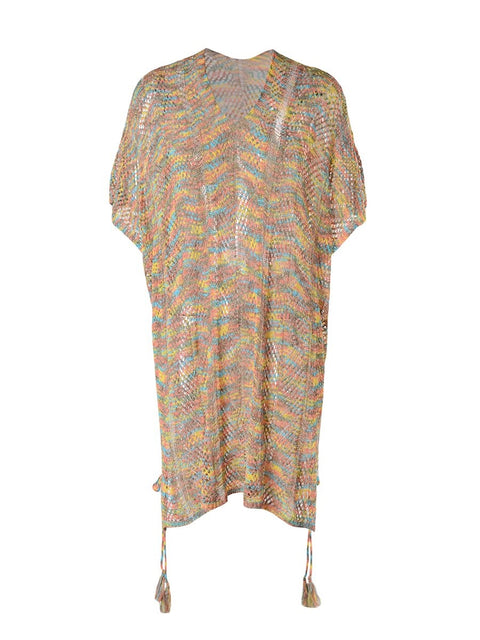 Summer Fashion Print Bikini Cover-Ups See-Through Hollow-Out Short Sleeve Swimwear CODE: KAR2153