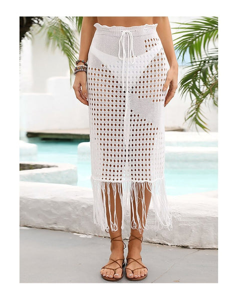 New Sexy Hollow Out Beach Wear Tassels Knit Skirt CODE: KAR2154
