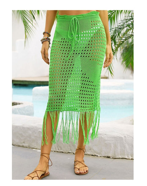 New Sexy Hollow Out Beach Wear Tassels Knit Skirt CODE: KAR2154