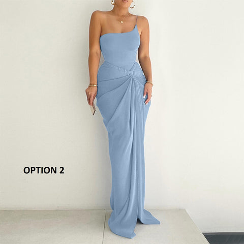 Sexy Long Split Solid Color Asymmetry Pleated Low-waisted Fashion Simple Casual Skirts CODE: KAR2155
