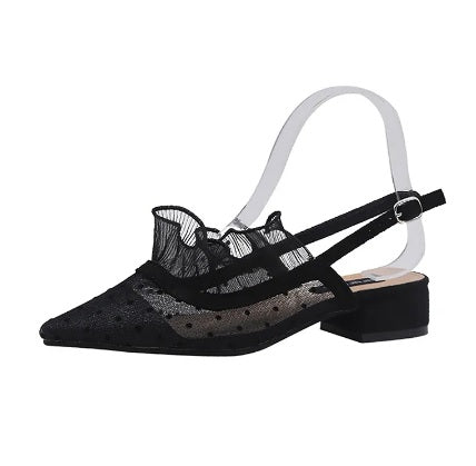 Sexy lace pointed toe polka dot gladiator back strap sandals CODE: KAR2156