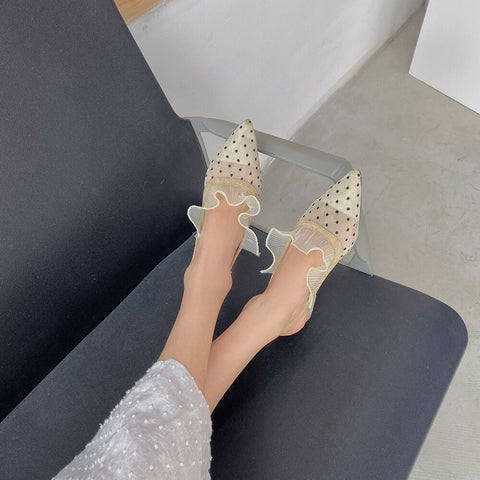 Sexy lace pointed toe polka dot gladiator back strap sandals CODE: KAR2156