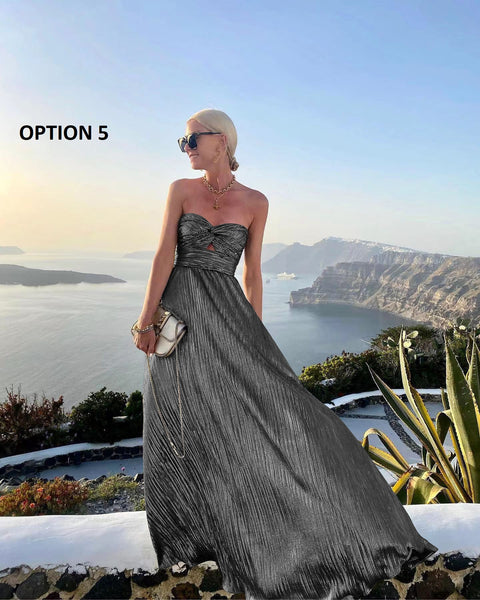 New Summer Sexy Chest-wrapped Bronzing Casual Big Swing Dress CODE: KAR2161