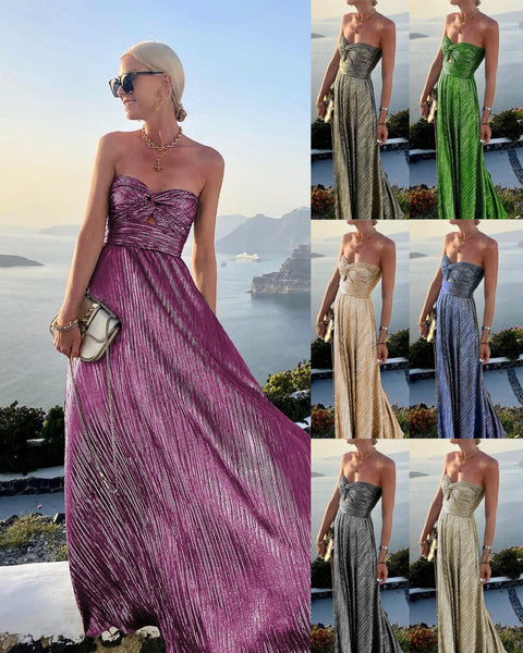 New Summer Sexy Chest-wrapped Bronzing Casual Big Swing Dress CODE: KAR2161