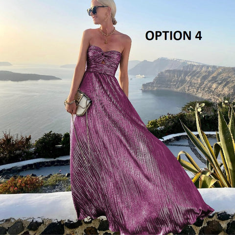 New Summer Sexy Chest-wrapped Bronzing Casual Big Swing Dress CODE: KAR2161
