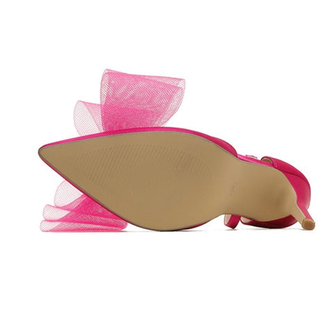 New Pointed Toe Buckle Strap Pumps Bowknot Satin Stiletto High Heel Sandals CODE: KAR2166