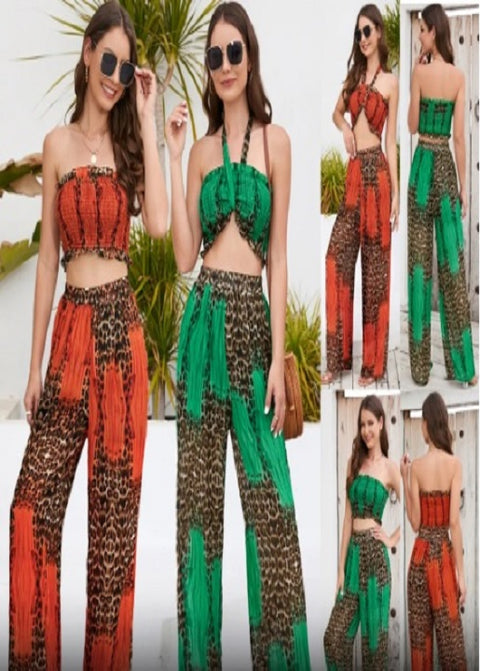 Summer Sexy Sleeveless 2 Piece Top Long Pant Matching Set CODE: KAR2167