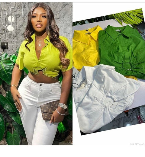 New Short Sleeve Casual Slim Fit Crop Top CODE: KAR2172