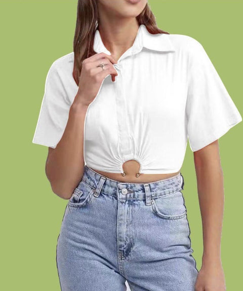 New Short Sleeve Casual Slim Fit Crop Top CODE: KAR2172