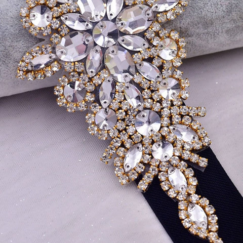 Luxury Design Fashion Rhinestone Girdle Shiny Black Elastic Stretch Waist Belt CODE: KAR2174