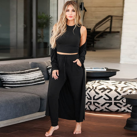 New fashion knitting slim temperament vest pant three piece set CODE: KAR2177