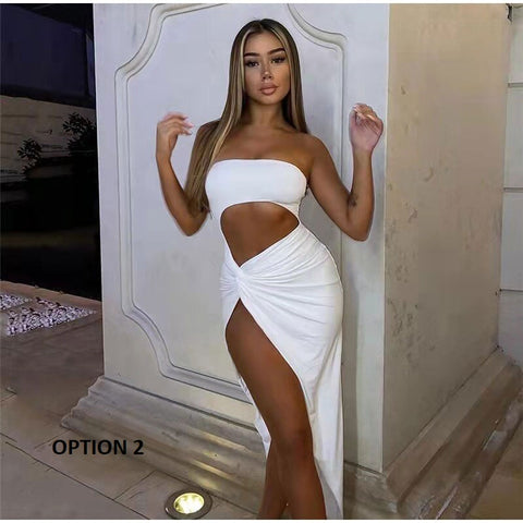 Summer Sexy High Split Cut Out Strapless Backless Long Maxi Dress CODE: KAR2181