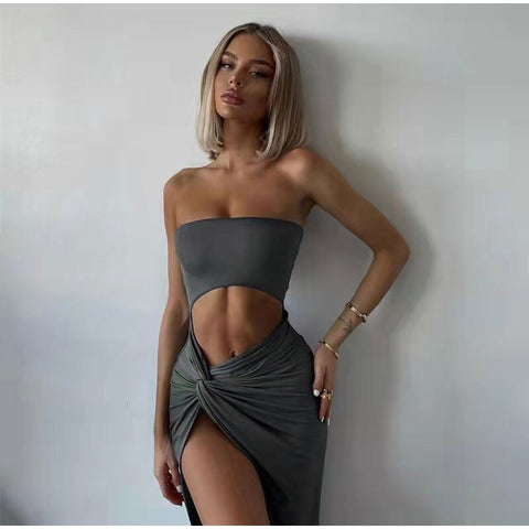 Summer Sexy High Split Cut Out Strapless Backless Long Maxi Dress CODE: KAR2181