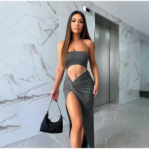 Summer Sexy High Split Cut Out Strapless Backless Long Maxi Dress CODE: KAR2181