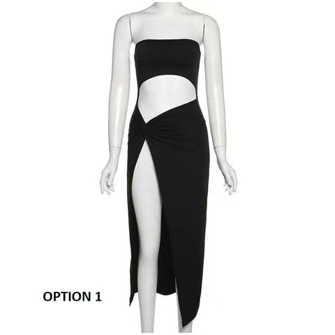 Summer Sexy High Split Cut Out Strapless Backless Long Maxi Dress CODE: KAR2181