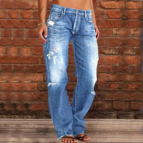 New Ripped Hem High Waisted Stretch Straight Leg Pants CODE: KAR2183