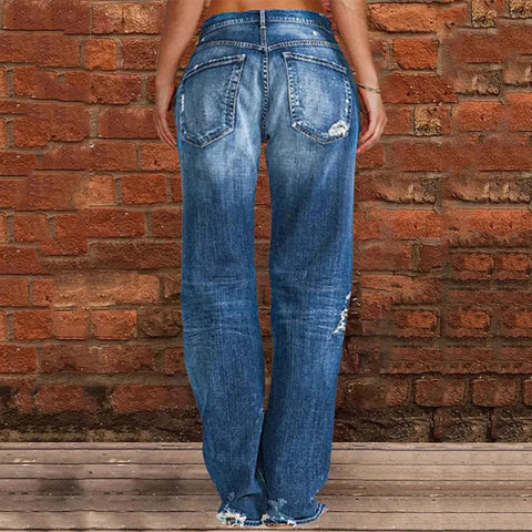 New Ripped Hem High Waisted Stretch Straight Leg Pants CODE: KAR2183