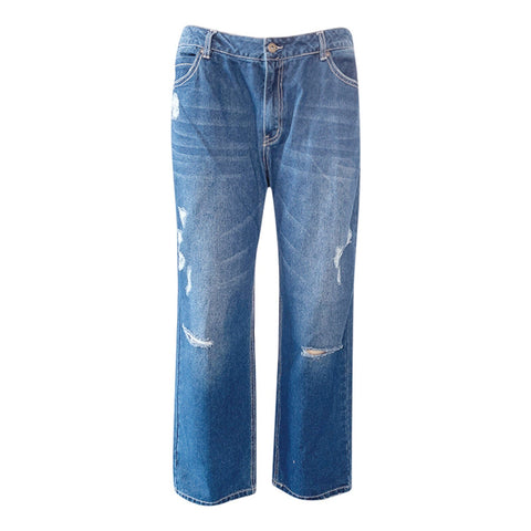 New Ripped Hem High Waisted Stretch Straight Leg Pants CODE: KAR2183